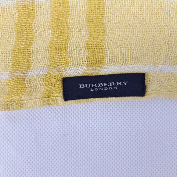 BURBERRY London Classic Nova Check Knit Cashmere Fringe Yellow Rectangle SCARF - Picture 3 of 7